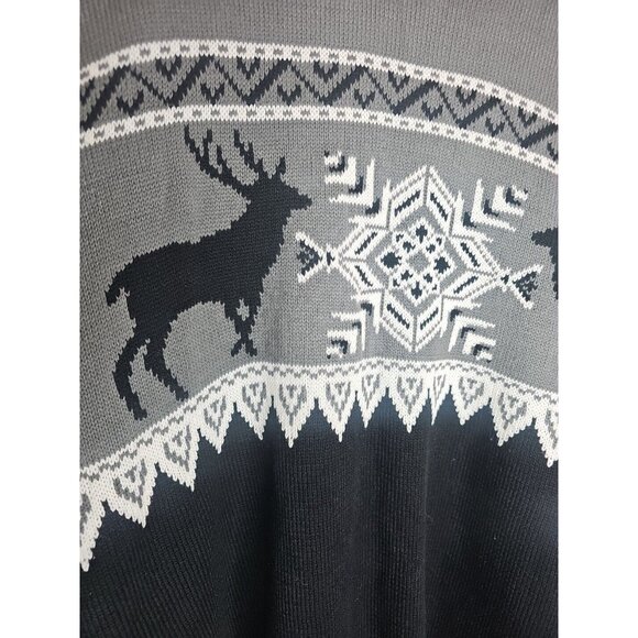 King Size Men Holiday Winter Reindeer Snowflake Classic Black White Sweater 5X - Picture 8 of 14
